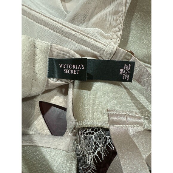 Victoria's Secret Strappy Eyelash Corset Boning W/Garters Nude 36B RARE Sexy - Picture 8 of 9